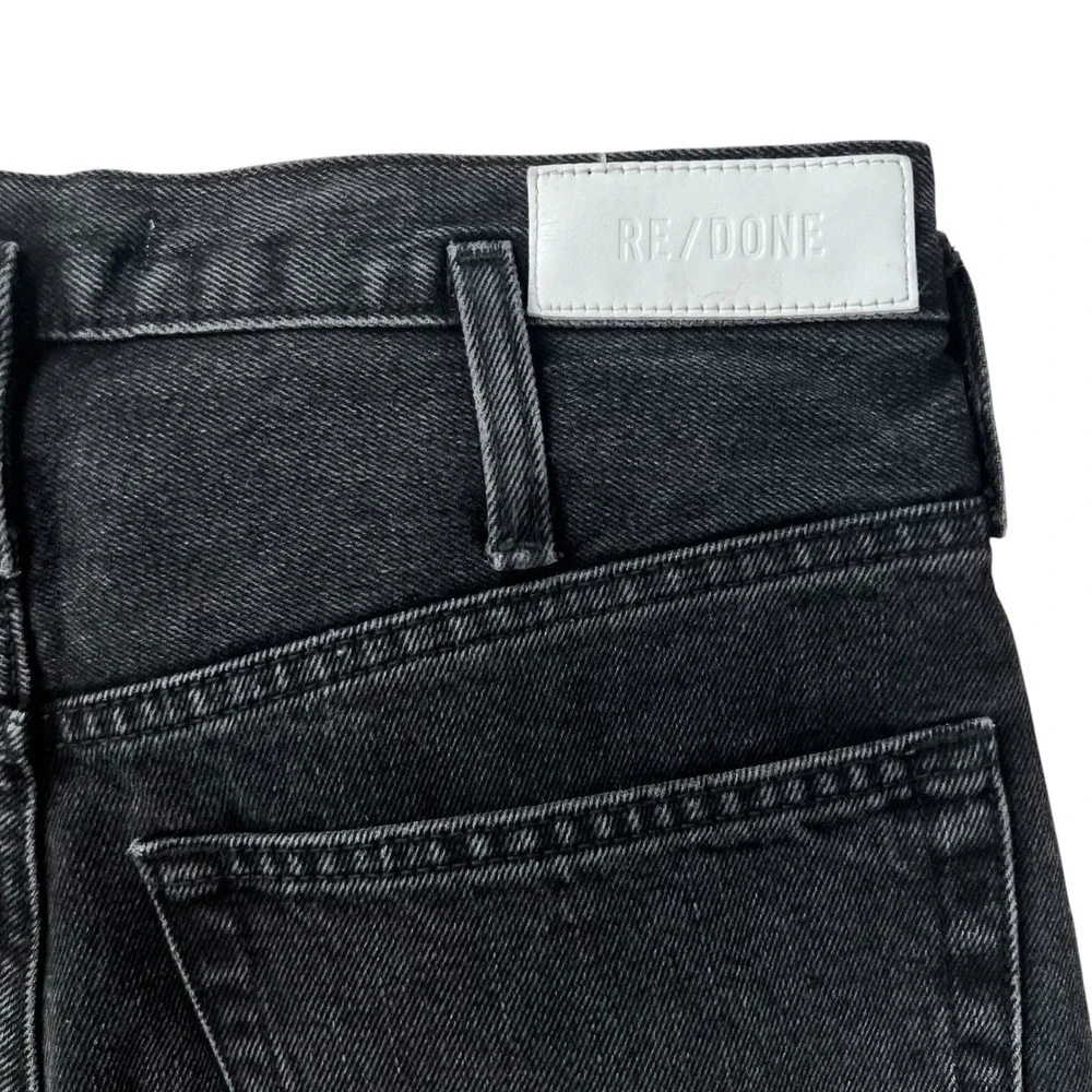Re/Done Black 80s Peg Leg Hidden Button Fly Tapered Leg Jeans Black Wash SZ 28